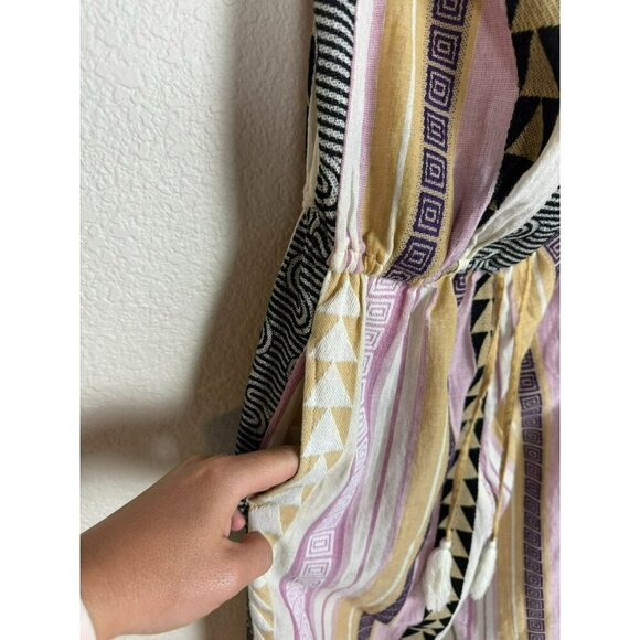 Elan Women's Jumpsuit Cropped Size Medium Strapless Colorful Cotton Striped - Picture 11 of 12